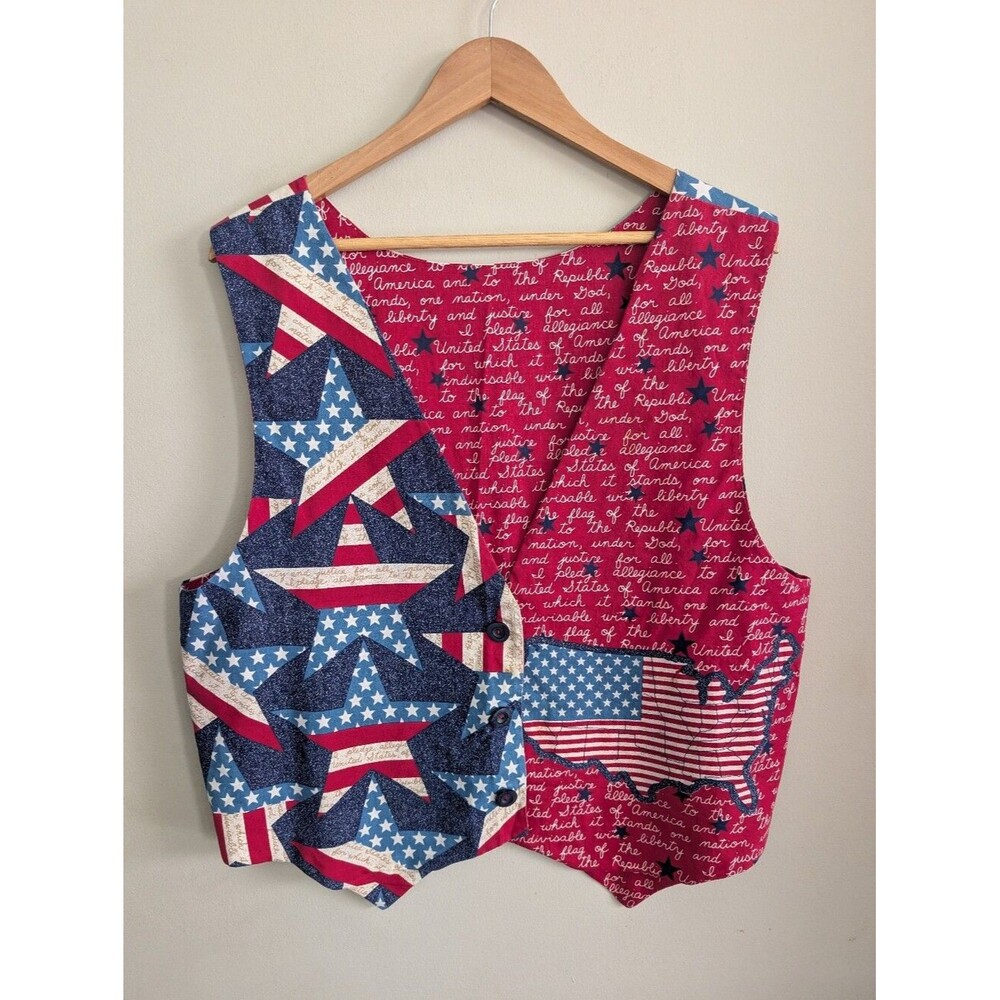 Americana Patriotic Pledge Flag Vest Size XL